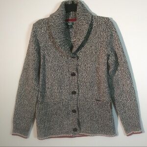 Roots Canada Grey Cardigan Knit Sweater w/ Collar